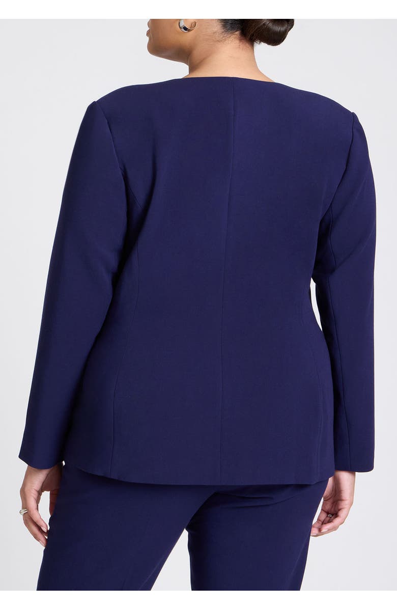 ELOQUII The 365 Semi Stretch Double Breast Collarless Blazer, Alternate, color, Evening Blue