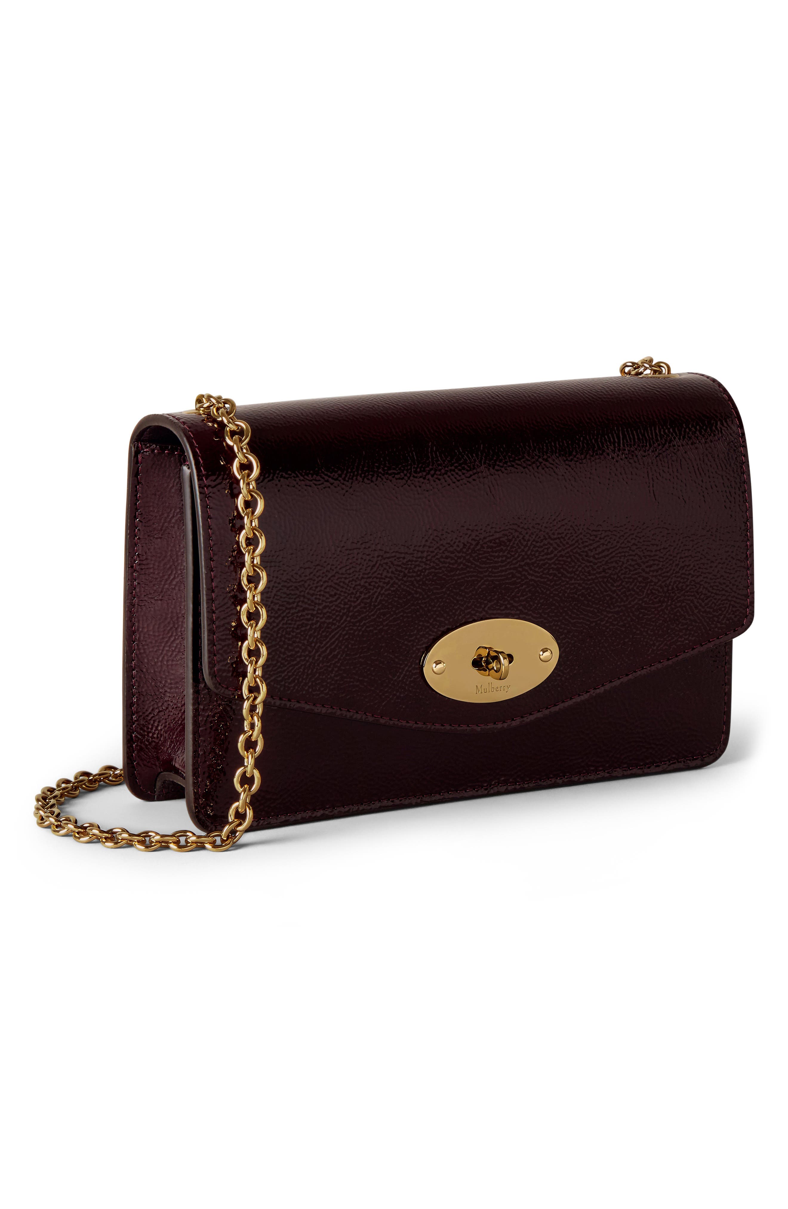 Mulberry Small Darley Patent Leather Crossbody Bag, Alternate, color, Deep Aubergine
