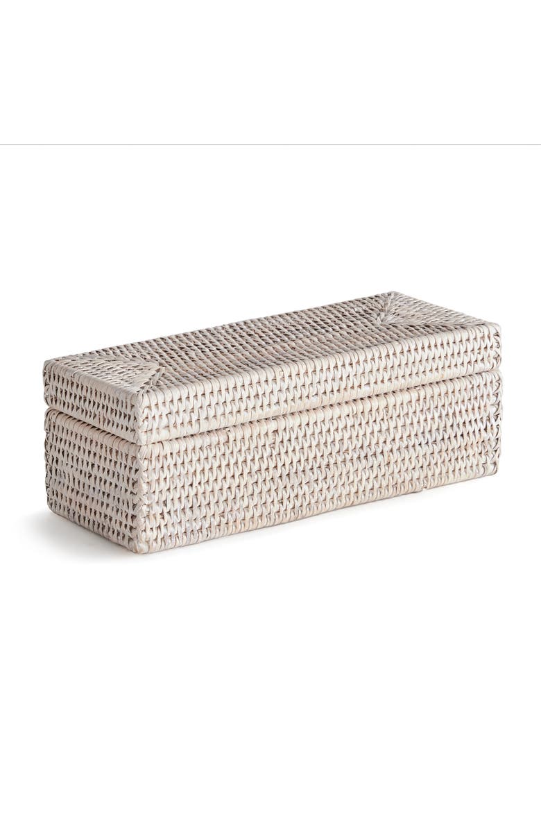 Napa Home & Garden Burma Rattan 3-Compartment Lidded Box, Main, color, White