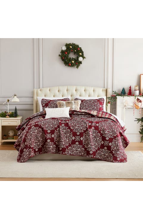 Christmas Carol Oversize Reversible Holiday Quilt Set