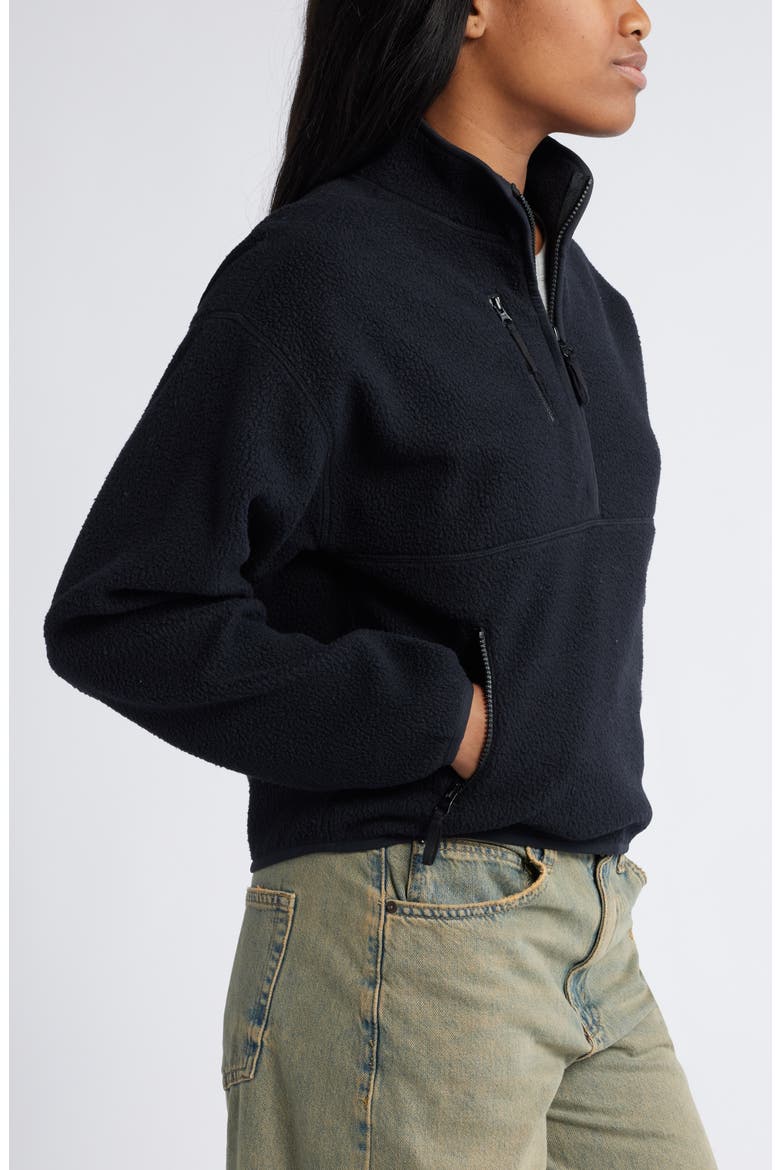 Fleece Quarter Zip Pullover, Alternate, color, BLACK