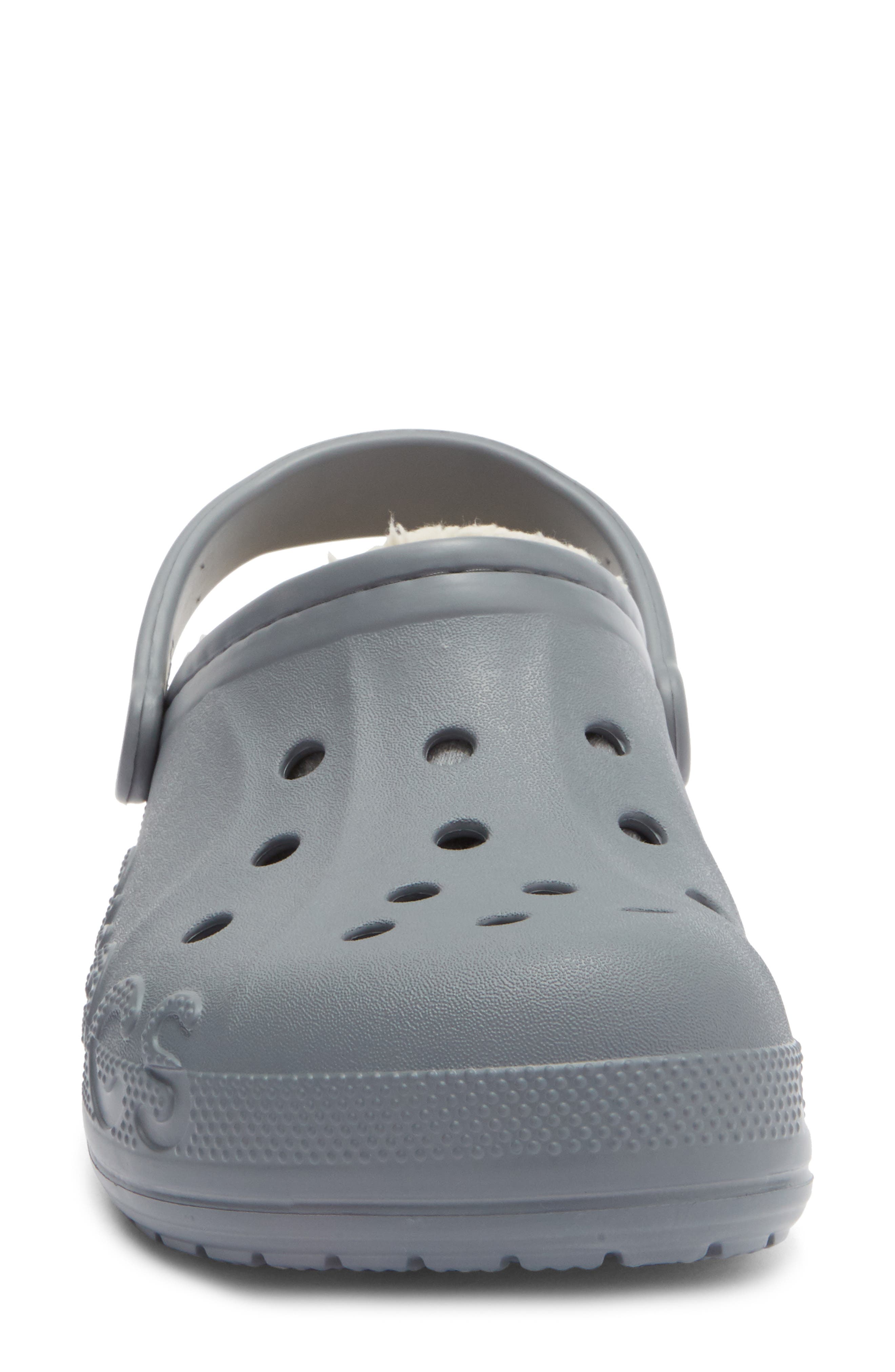 CROCS Baya Faux Shearling Lined Clog, Alternate, color, Charcoal