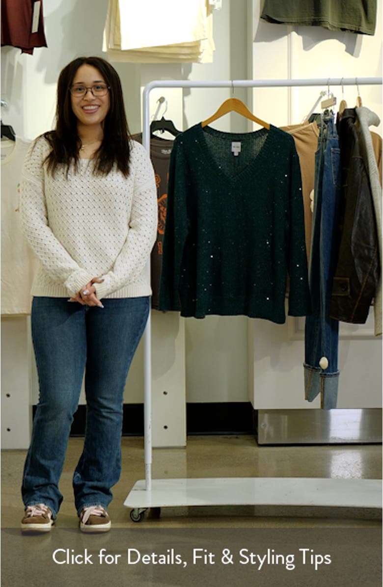Shimmer V-Neck Waffle Stitch Sweater, sales video thumbnail