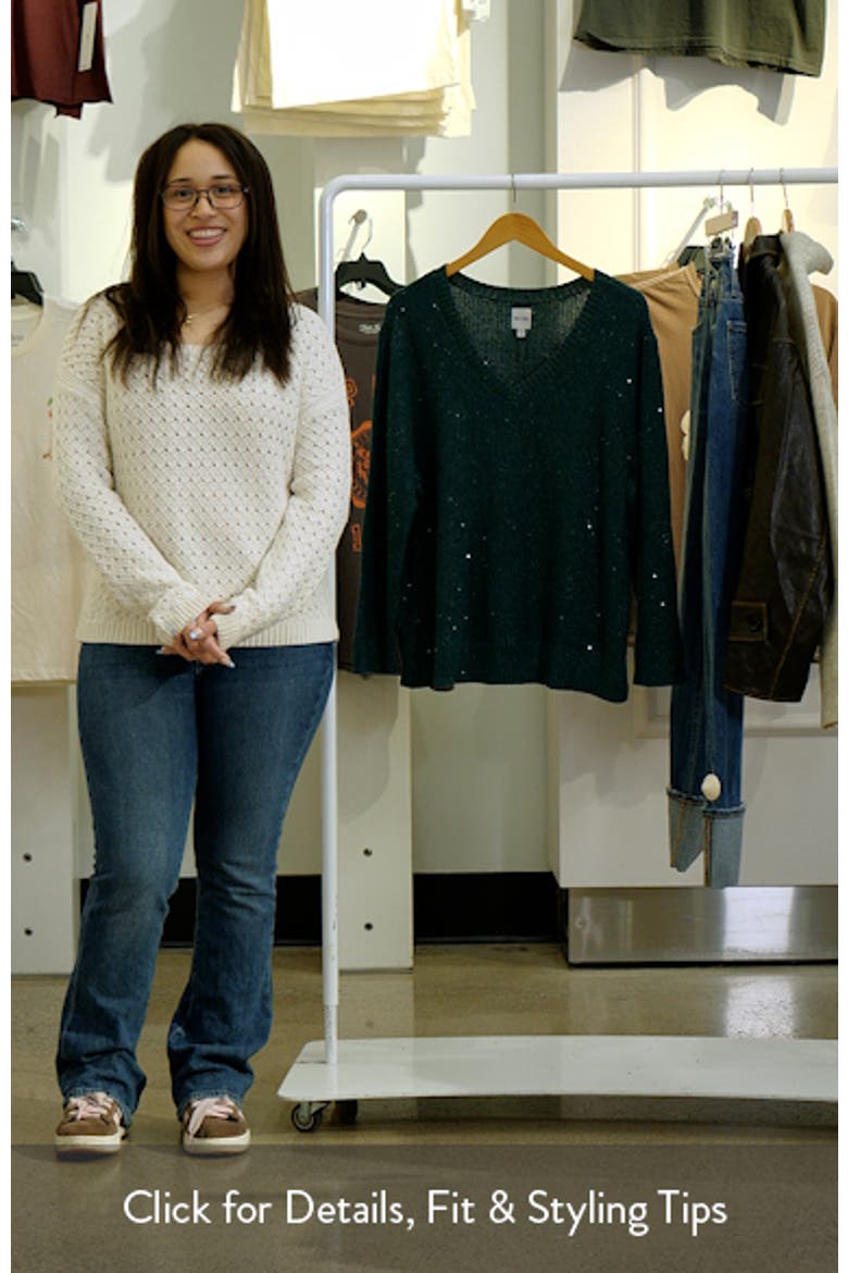 Shimmer V-Neck Waffle Stitch Sweater video