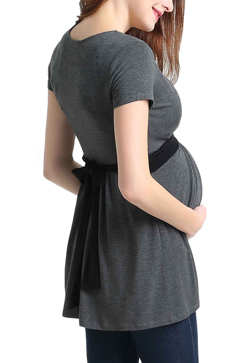 Maternity Nursing Colorblock Tunic Top, Alternate, color, Gray