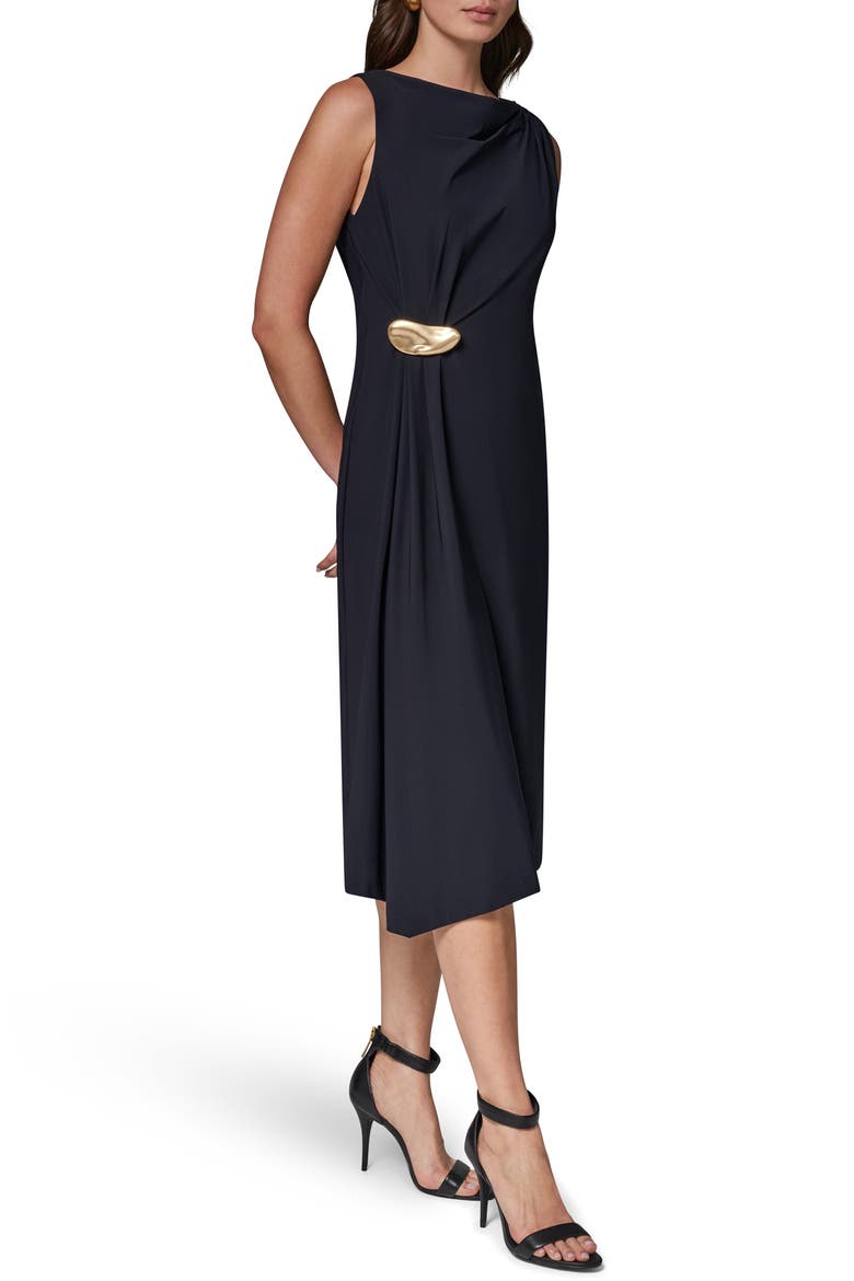 Hardware Waist Midi Dress, Alternate, color, BLACK