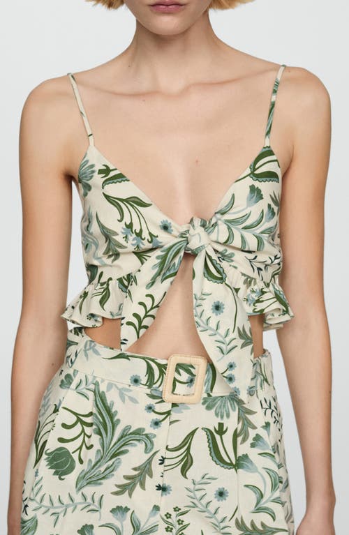 Mango Floral Print Crop Top In Green