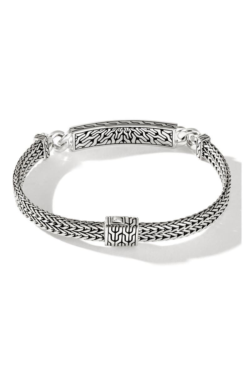 Classic Chain Hammered ID Bracelet, Alternate, color, BLUE/ SILVER