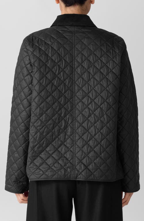 Eileen Fisher Corduroy Collar Quilted Jacket In Black