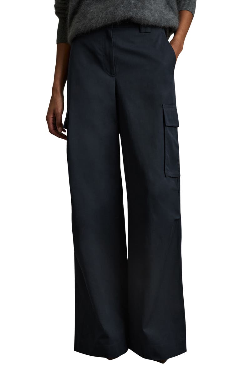 Ava Wide Leg Cargo Pants, Main, color, NAVY