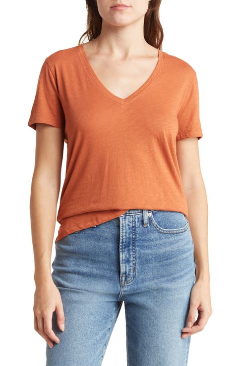 V-Neck Short Sleeve T-Shirt (Regular & Plus)