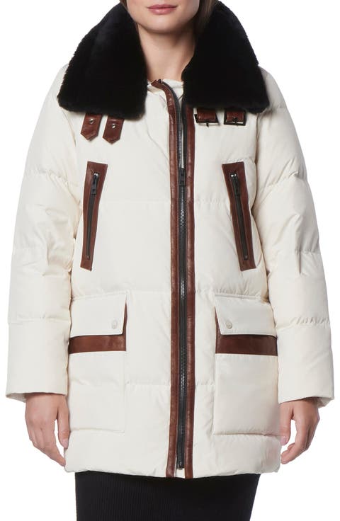 Dutton Genuine Shearling Trim Down & Feather Fill Puffer Parka