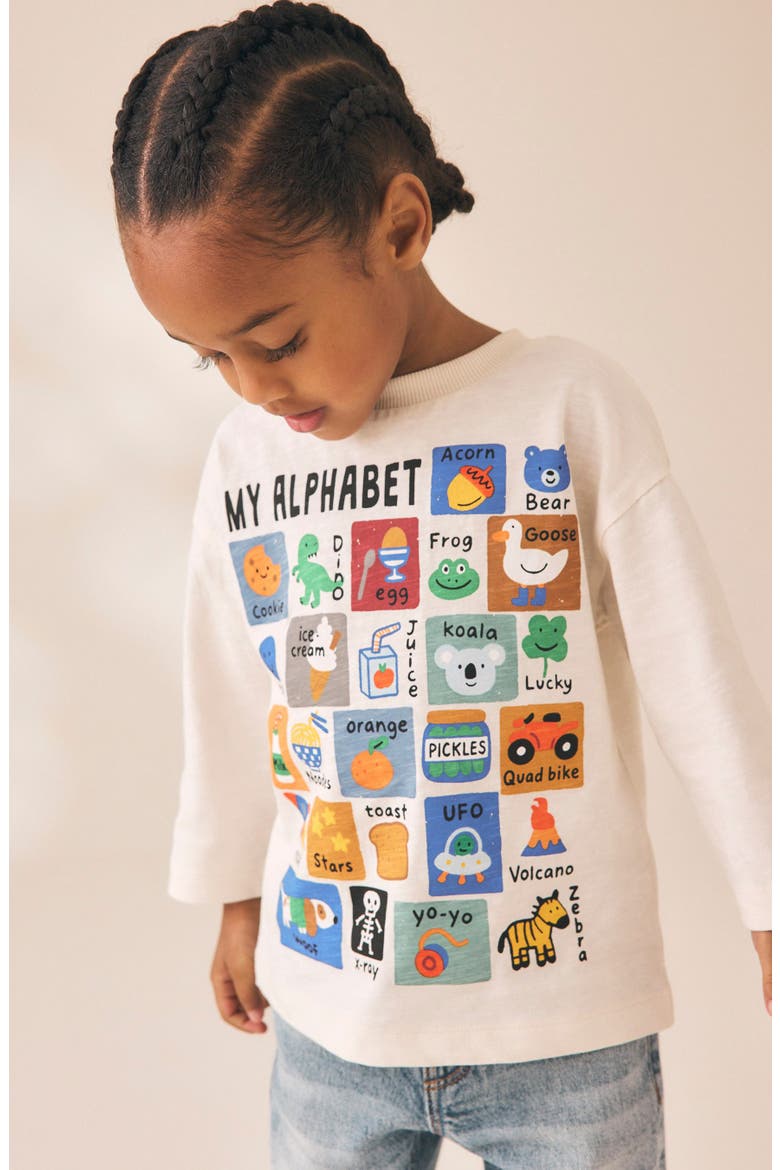 Kids' Alphabet Long Sleeve Graphic T-Shirt, Alternate, color, WHITE