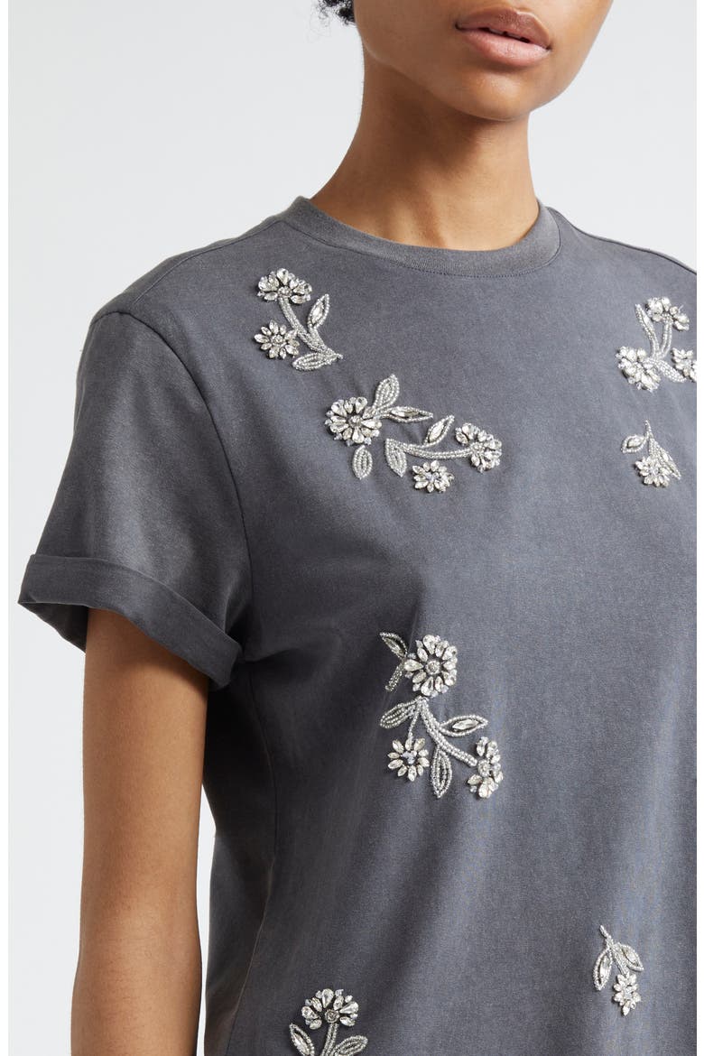 Bree Crystal Vine Detail Stretch Cotton T-Shirt, Alternate, color, WASHED BLACK