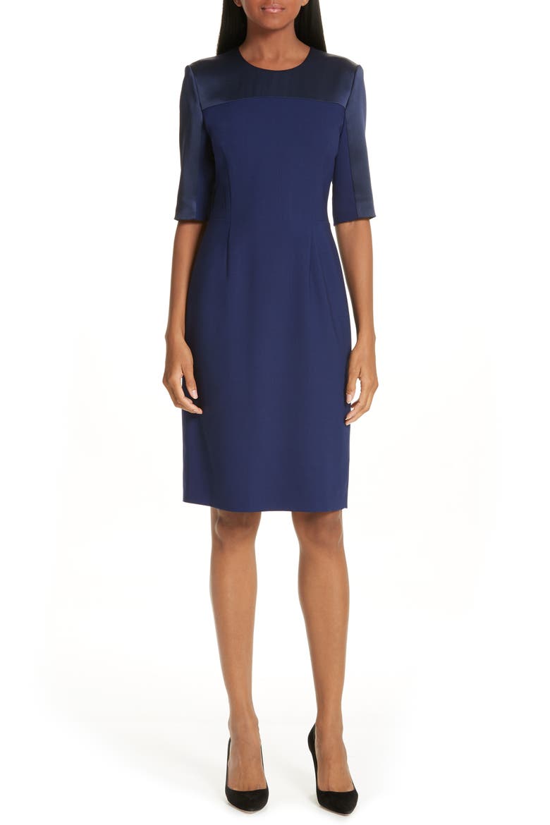 Danufa Stretch Wool Sheath Dress, Main, color, INK BLUE