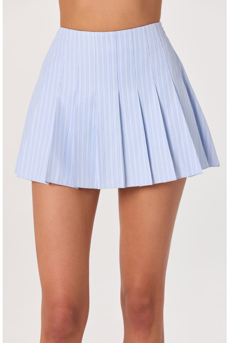 Zoela Pleat Miniskirt, Alternate, color, BLUE STRIPE