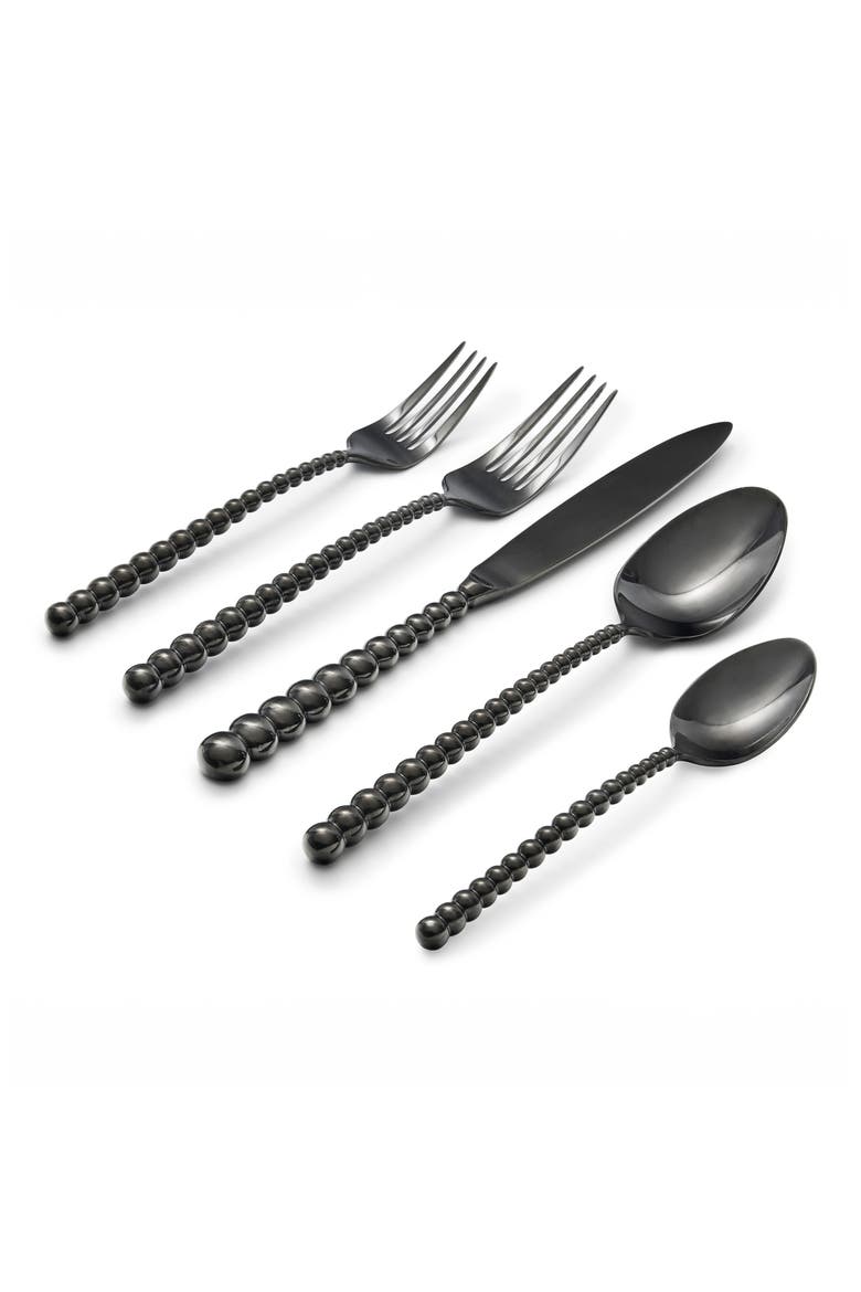 Rondure 20-Piece Flatware Set, Alternate, color, BLACK