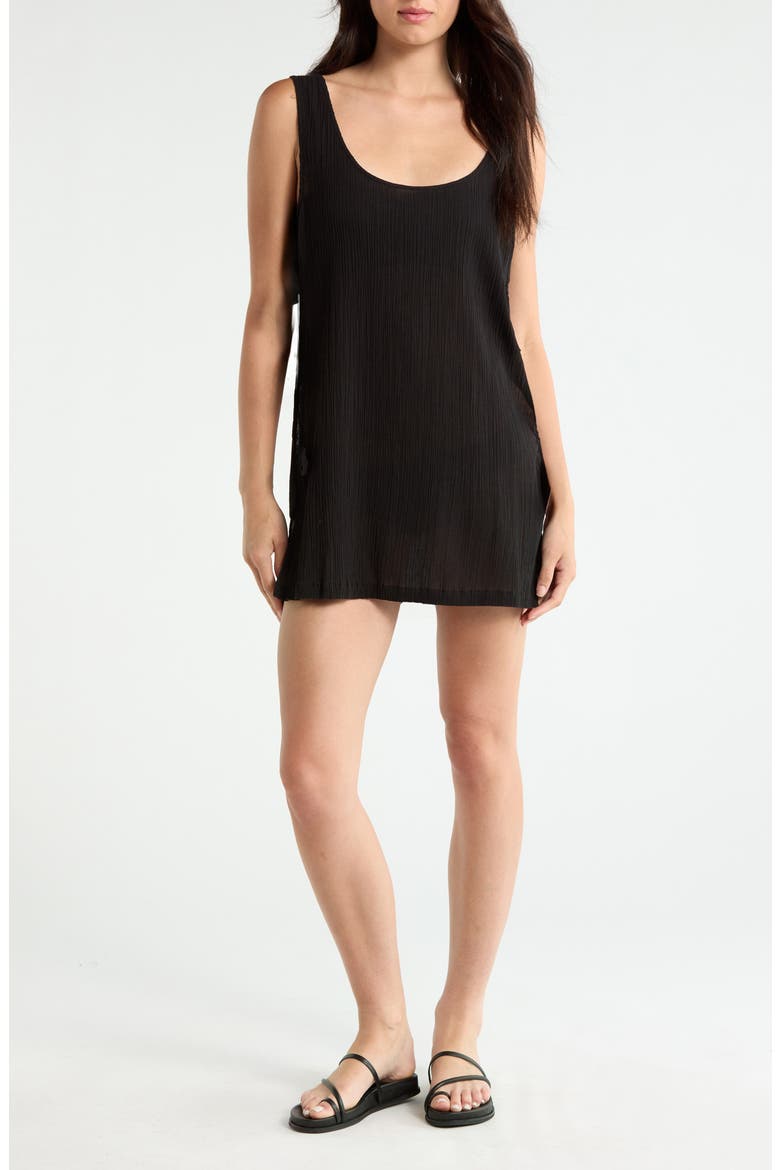 Side Tie A-Line Cover-Up Dress, Main, color, BLACK