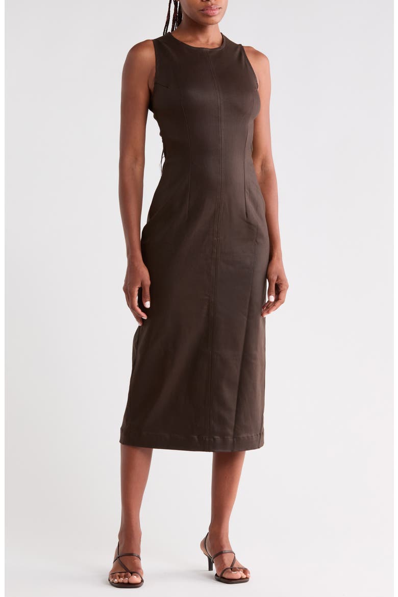 Esme Coated Sleeveless Midi Dress, Main, color, WALNUT COATED