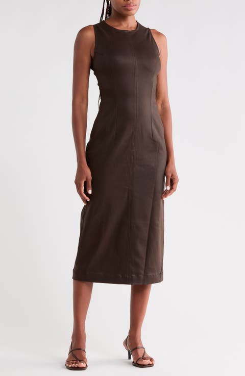 Esme Coated Sleeveless Midi Dress