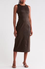 DL1961 Esme Coated Sleeveless Midi Dress