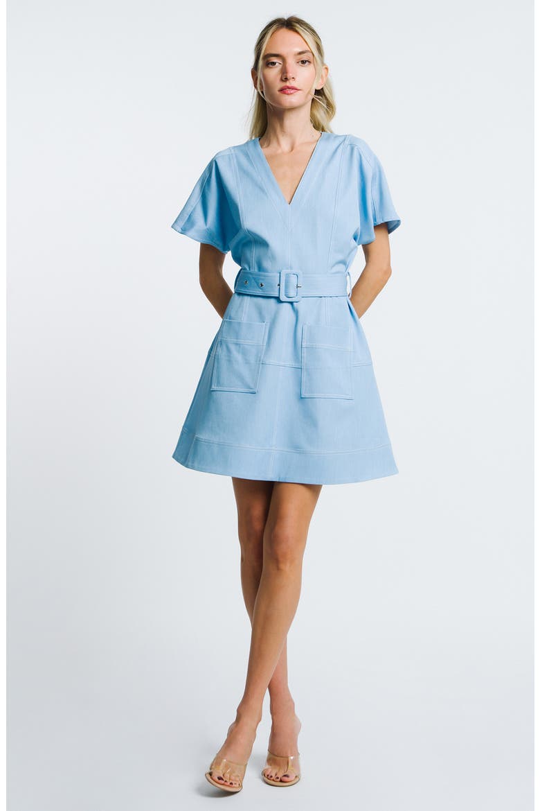 Polly Belted Minidress, Alternate, color, LIGHT BLUE