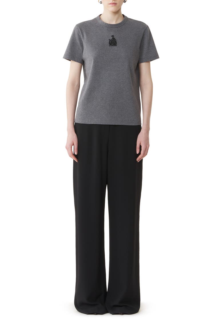 Mother And Daughter Embroidered Jersey T-Shirt, Main, color, Dark Grey Melange