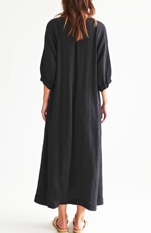 Ocean + Main Ocean+main Gauze Dress With Pockets In Black