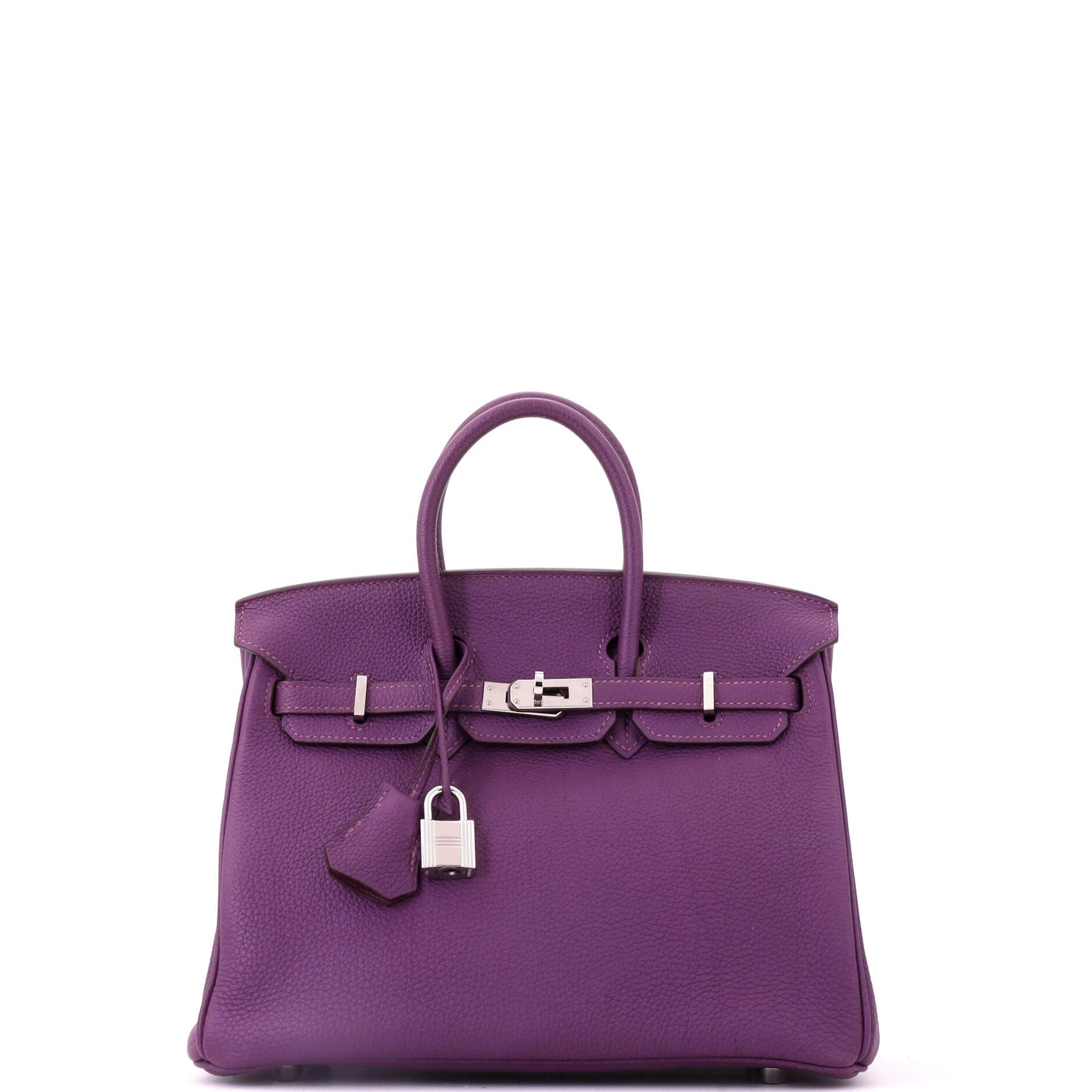 Pre-Owned Hermes Birkin Handbag Purple Togo with Palladium Hardware 25, Main, color, Anemone