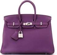 Pre-Owned Hermes Birkin Handbag Purple Togo with Palladium Hardware 25
