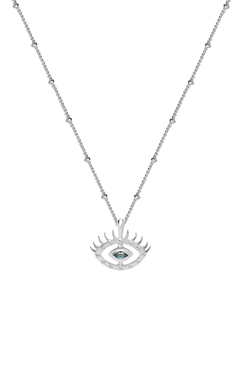 Awe Inspired Blue Topaz Evil Eye Pendant Necklace, Main, color,