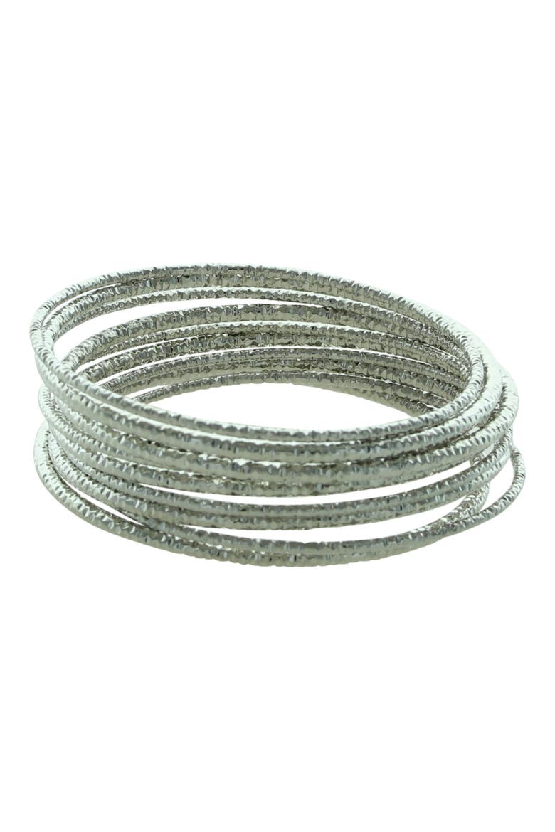 Inaya Set of 10 Bangle Bracelets, Main, color, SILVER