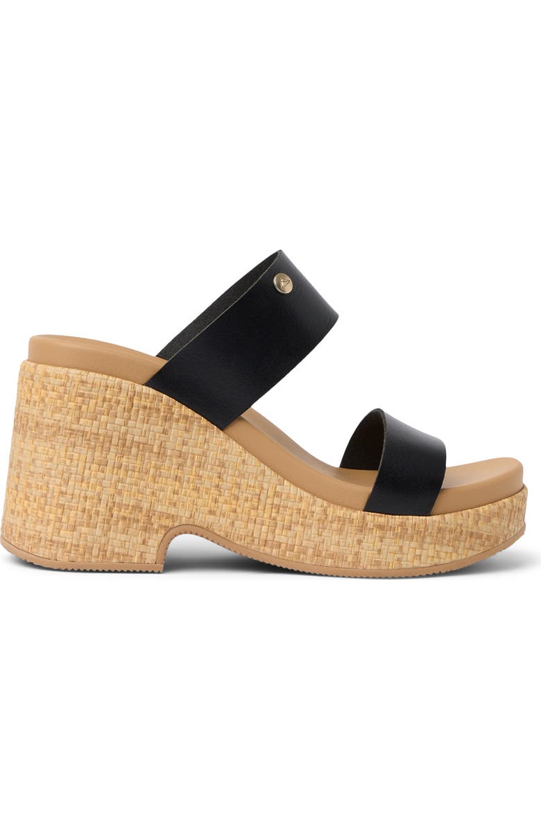 Reef Sunset Ibiza Platform Slide Sandal, Alternate, color, Black/ Raffia