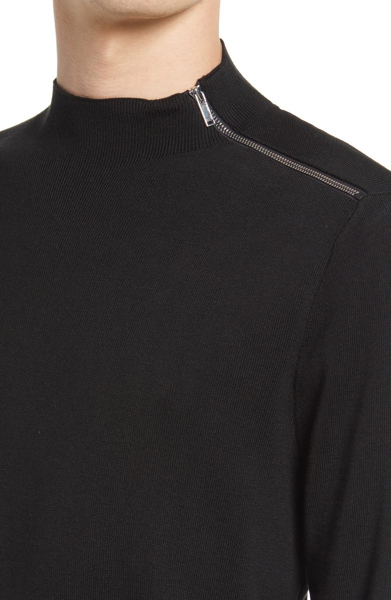 KARL LAGERFELD PARIS Mock Neck Shoulder Zip Sweater, Alternate, color, 