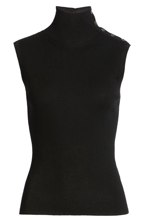 Hugo Boss Boss Fusoni Metallic Mock Neck Sleeveless Rib Sweater In Black