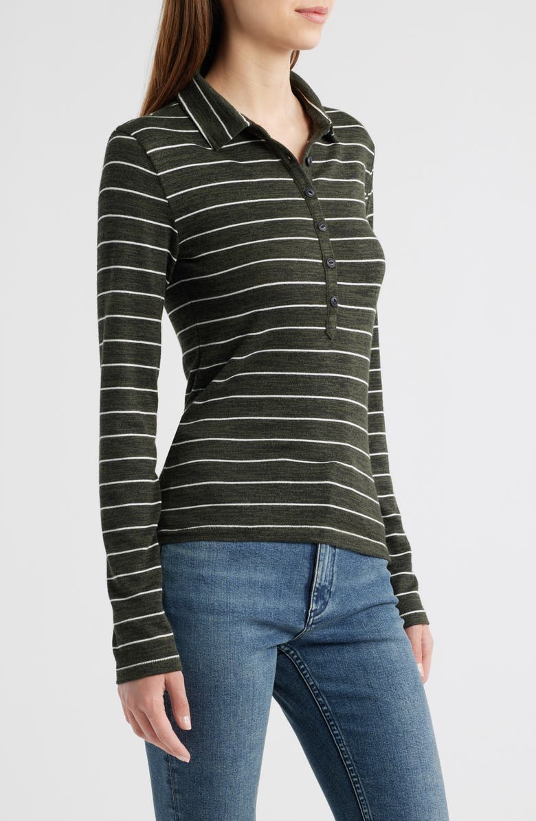 rag & bone The Knit Stripe Long Sleeve Polo, Alternate, color,