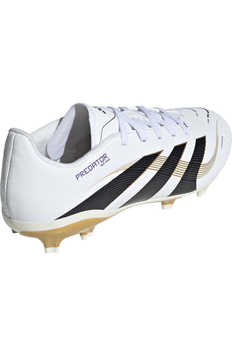 adidas Kids' Predator Club Firm/Multiground Soccer Cleat, Alternate, color, White/ Black/ Gold Metallic