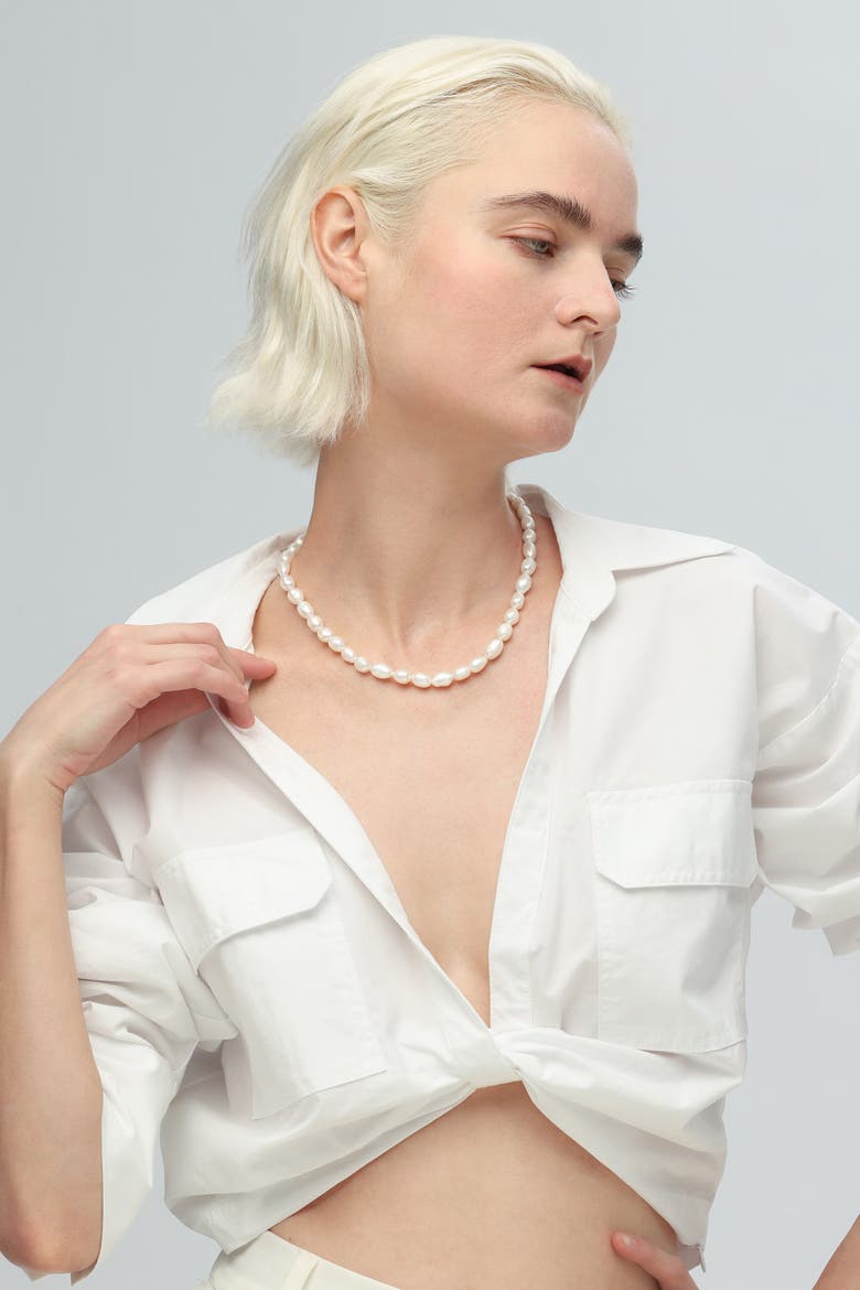 Mera Baroque Freshwater Pearl Necklace & Scarf set, Alternate, color, Blue