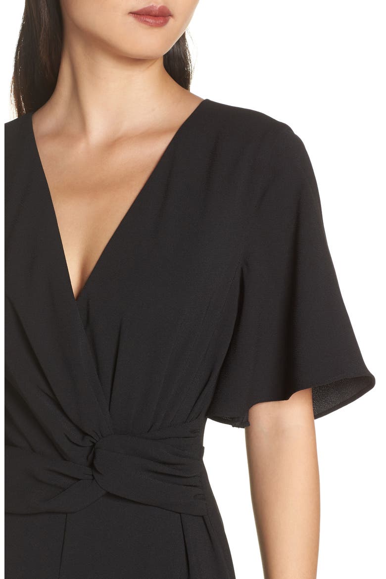 Twist Front Jumpsuit, Alternate, color, BLACK