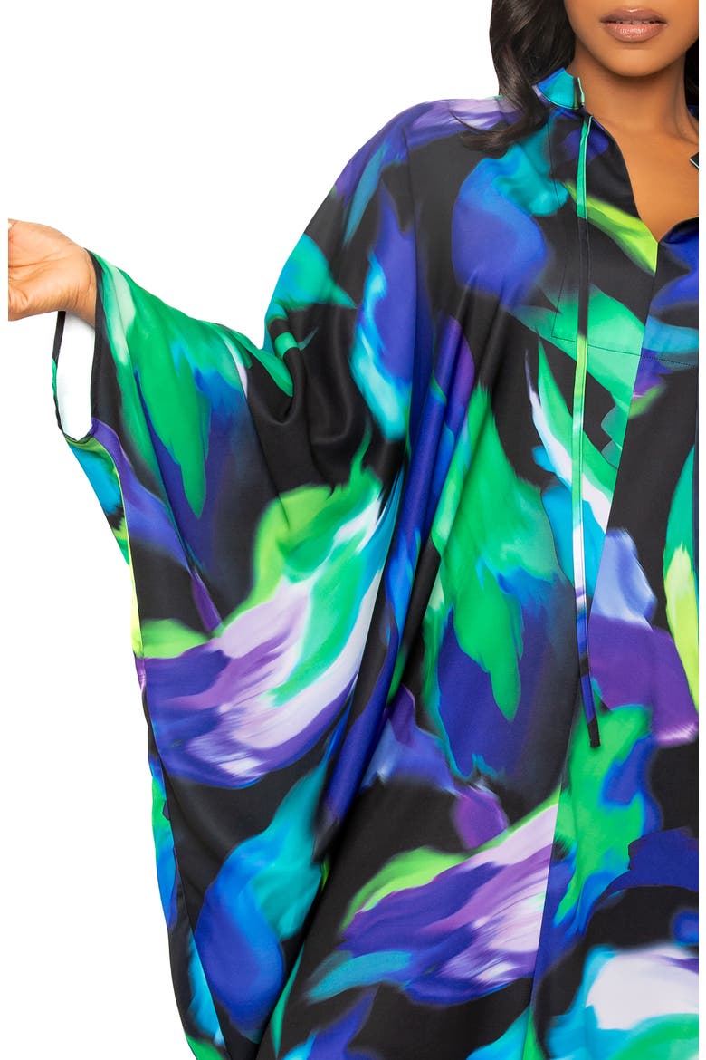 Abstract Print Long Sleeve Caftan, Alternate, color, BLUE MULTI