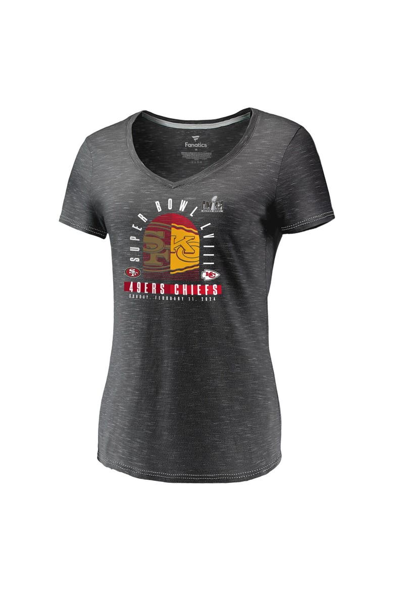 Women's Fanatics Branded  Charcoal Kansas City Chiefs vs. San Francisco 49ers Super Bowl LVIII Matchup Final Battle V-Neck T-Shirt, Alternate, color, Charcoal