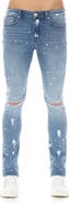 HVMAN Strat Bleach Splatter Ripped Super Skinny Jeans