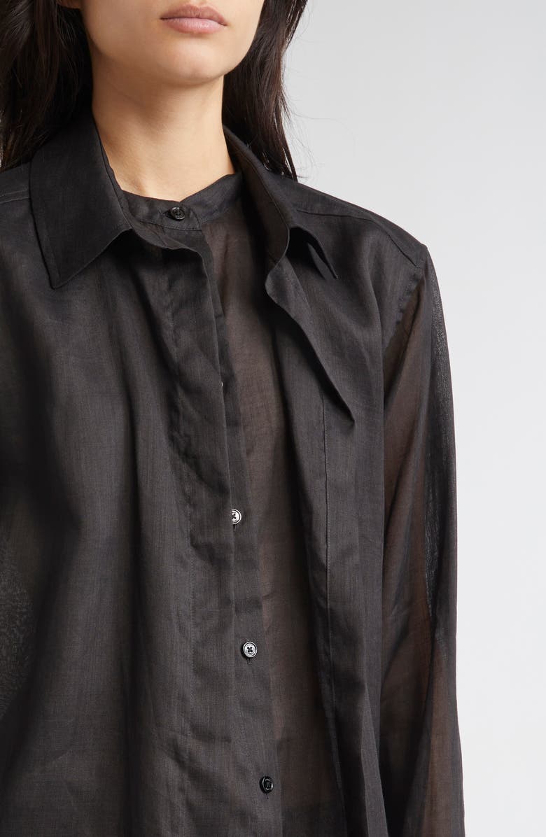 TOTEME Double Collar Button-Up Shirt, Alternate, color, Black