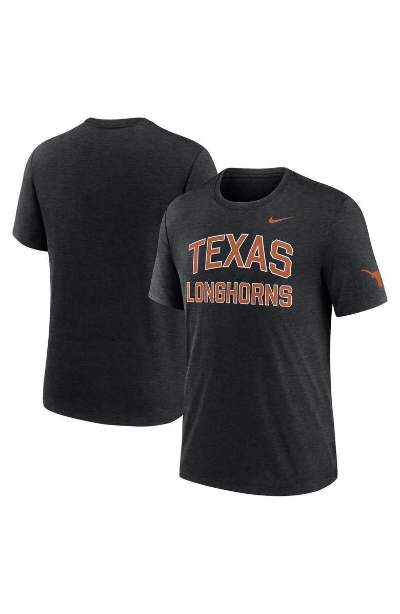 Nike Men's Nike Heather Black Texas Longhorns Campus Collegiate Block Tri-Blend T-Shirt, Main, color, Heather Black