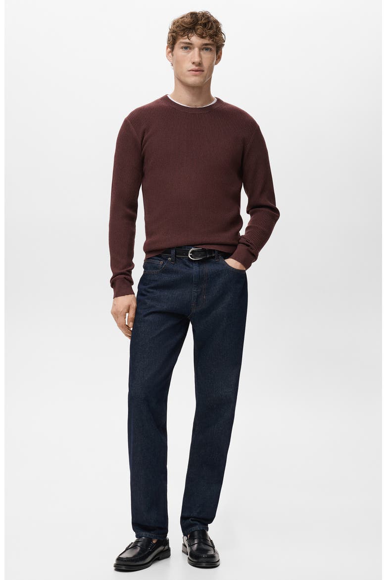 Fine Rib Cotton Blend Sweater, Alternate, color, BURGUNDY
