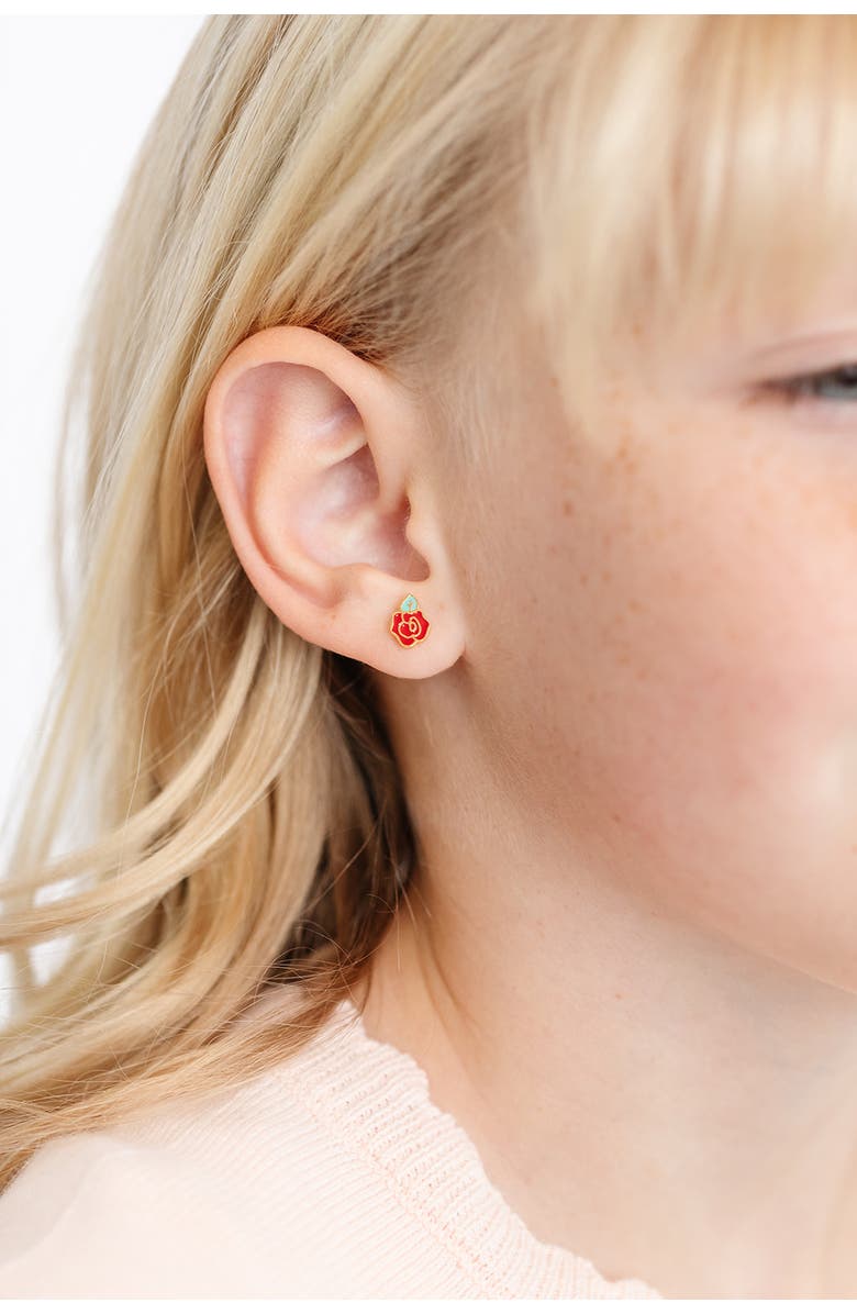 Pip Pop Rose Stud Earrings, Alternate, color, Red