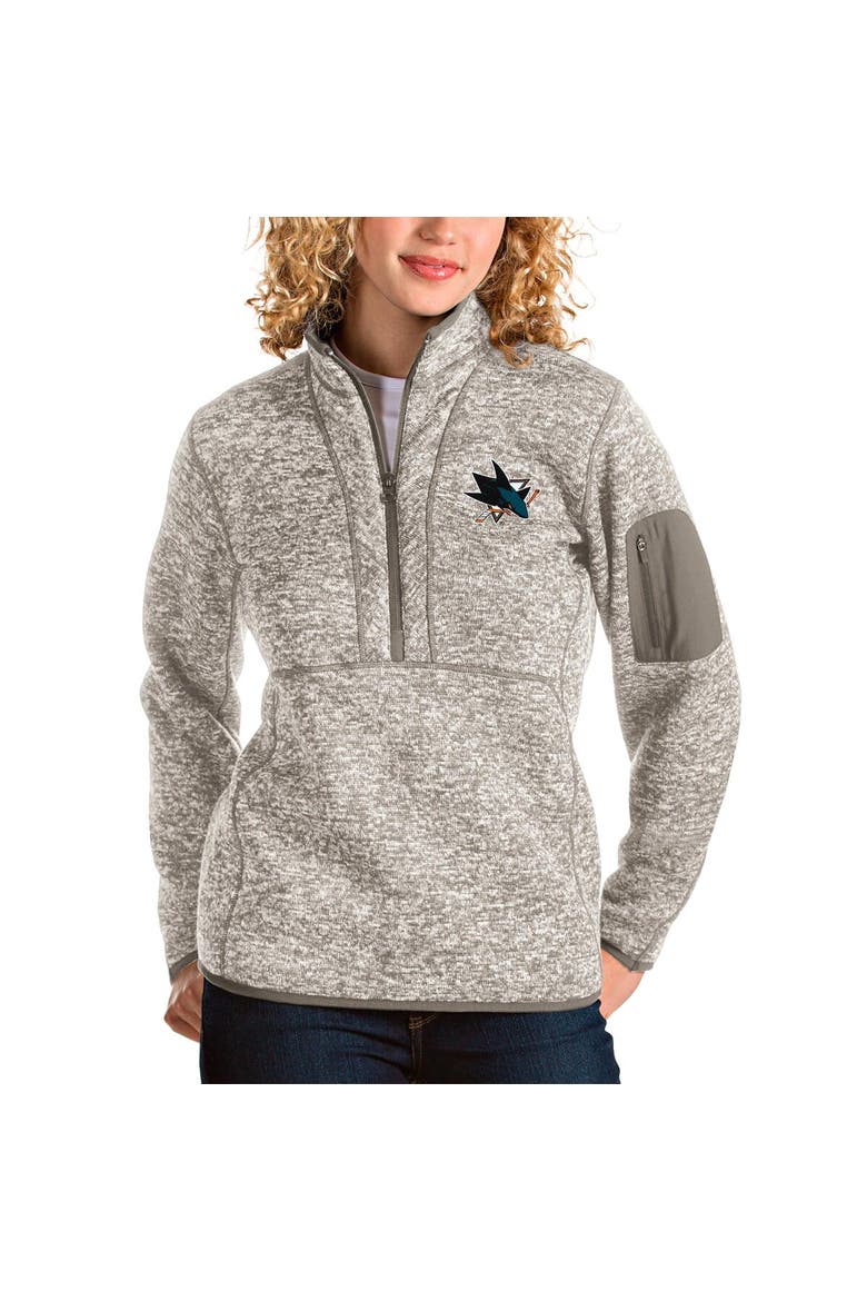 Women's Antigua Oatmeal San Jose Sharks Fortune Half-Zip Sweatshirt, Alternate, color, Oatmeal