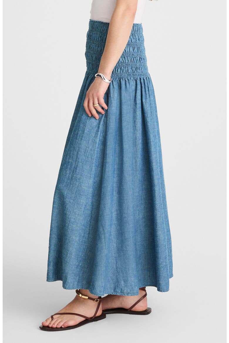 Smocked Denim Maxi Skirt, Alternate, color, BRINKLEY WASH