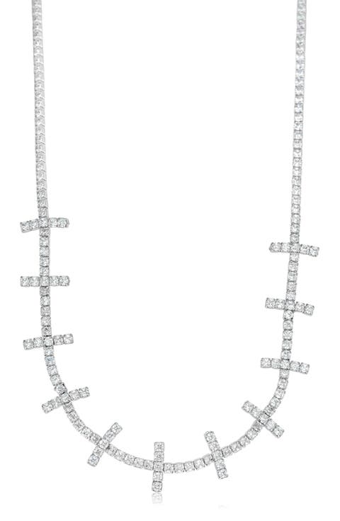 Cubic Zirconia Bar Tennis Necklace