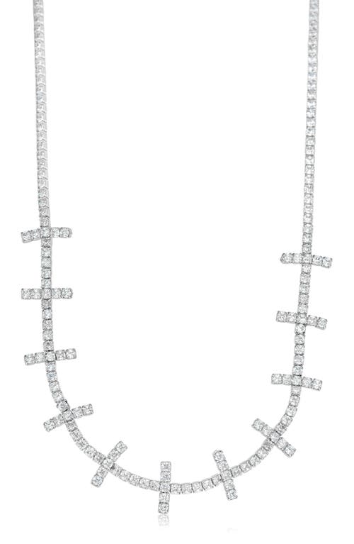 Shymi Cubic Zirconia Bar Tennis Necklace In Silver